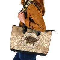 Tonga Skink Kava Bowl Leather Tote Bag Vintage Tongan Ngatu Pattern