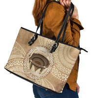 Tonga Skink Kava Bowl Leather Tote Bag Vintage Tongan Ngatu Pattern