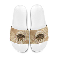 Tonga Skink Kava Bowl Slide Sandals Vintage Tongan Ngatu Pattern