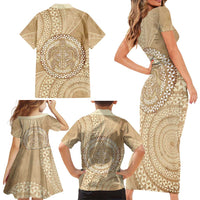 Tonga Ngatu Turtle Family Matching Short Sleeve Bodycon Dress and Hawaiian Shirt Vintage Tongan Tapa Cloth LT14 - Polynesian Pride