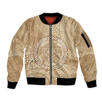 Tonga Ngatu Turtle Sleeve Zip Bomber Jacket Vintage Tongan Tapa Cloth