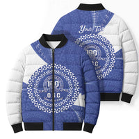 Queen Salote College 100th Anniversary Personalized Bomber Puffer Jacket Est 1926 Kolisi Fefine Tongan Ngatu Pattern