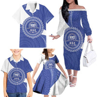 Queen Salote College 100th Anniversary Personalized Family Matching Off The Shoulder Long Sleeve Dress and Hawaiian Shirt Est 1926 Kolisi Fefine Tongan Ngatu Pattern LT14 - Polynesian Pride