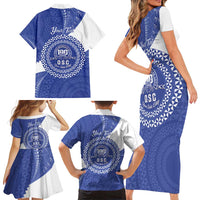 Queen Salote College 100th Anniversary Personalized Family Matching Short Sleeve Bodycon Dress and Hawaiian Shirt Est 1926 Kolisi Fefine Tongan Ngatu Pattern LT14 - Polynesian Pride