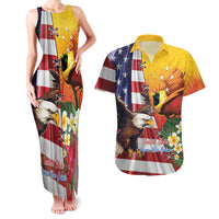 Personalised United States And Papua New Guinea Couples Matching Tank Maxi Dress and Hawaiian Shirt USA Eagle With PNG Bird Of Paradise LT14 Red - Polynesian Pride