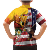 Personalised United States And Papua New Guinea Family Matching Mermaid Dress and Hawaiian Shirt USA Eagle With PNG Bird Of Paradise LT14 - Polynesian Pride