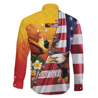 Personalised United States And Papua New Guinea Family Matching Off Shoulder Short Dress and Hawaiian Shirt USA Eagle With PNG Bird Of Paradise LT14 - Polynesian Pride
