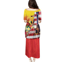 Personalised United States And Papua New Guinea Family Matching Puletasi and Hawaiian Shirt USA Eagle With PNG Bird Of Paradise LT14 - Polynesian Pride