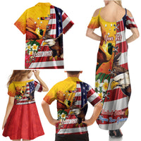 Personalised United States And Papua New Guinea Family Matching Summer Maxi Dress and Hawaiian Shirt USA Eagle With PNG Bird Of Paradise LT14 - Polynesian Pride