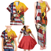 Personalised United States And Papua New Guinea Family Matching Tank Maxi Dress and Hawaiian Shirt USA Eagle With PNG Bird Of Paradise LT14 - Polynesian Pride
