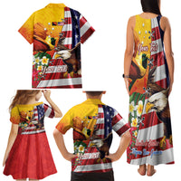 Personalised United States And Papua New Guinea Family Matching Tank Maxi Dress and Hawaiian Shirt USA Eagle With PNG Bird Of Paradise LT14 - Polynesian Pride