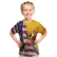 Personalised United States And Papua New Guinea Kid T Shirt USA Eagle With PNG Bird Of Paradise