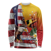 Personalised United States And Papua New Guinea Long Sleeve Shirt USA Eagle With PNG Bird Of Paradise LT14 Unisex Red - Polynesian Pride