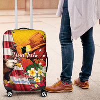 Personalised United States And Papua New Guinea Luggage Cover USA Eagle With PNG Bird Of Paradise LT14 Red - Polynesian Pride