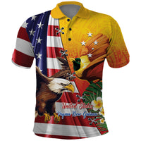 Personalised United States And Papua New Guinea Polo Shirt USA Eagle With PNG Bird Of Paradise LT14 Red - Polynesian Pride