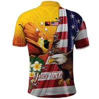 Personalised United States And Papua New Guinea Polo Shirt USA Eagle With PNG Bird Of Paradise LT14 - Polynesian Pride