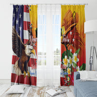 Personalised United States And Papua New Guinea Window Curtain USA Eagle With PNG Bird Of Paradise LT14 - Polynesian Pride