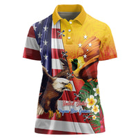Personalised United States And Papua New Guinea Women Polo Shirt USA Eagle With PNG Bird Of Paradise LT14 Female Red - Polynesian Pride