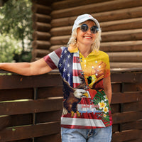 Personalised United States And Papua New Guinea Women Polo Shirt USA Eagle With PNG Bird Of Paradise LT14 - Polynesian Pride