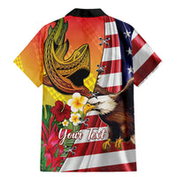 Personalised United States And Hawaii Family Matching Mermaid Dress and Hawaiian Shirt USA Eagle With Hawaiian Shark Tattoo LT14 - Polynesian Pride