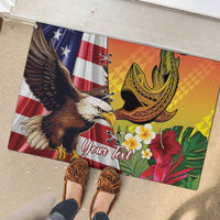 Personalised United States And Hawaii Rubber Doormat USA Eagle With Hawaiian Shark Tattoo