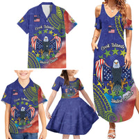 Personalised United States And Cook Islands Family Matching Summer Maxi Dress and Hawaiian Shirt USA Eagle Mix Polynesian Pattern LT14 - Polynesian Pride