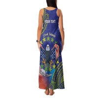Personalised United States And Cook Islands Family Matching Tank Maxi Dress and Hawaiian Shirt USA Eagle Mix Polynesian Pattern LT14 - Polynesian Pride