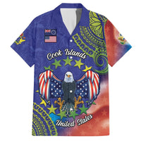 Personalised United States And Cook Islands Hawaiian Shirt USA Eagle Mix Polynesian Pattern LT14 Blue - Polynesian Pride