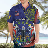 Personalised United States And Cook Islands Hawaiian Shirt USA Eagle Mix Polynesian Pattern LT14 - Polynesian Pride