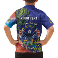 Personalised United States And Cook Islands Hawaiian Shirt USA Eagle Mix Polynesian Pattern LT14 - Polynesian Pride