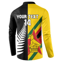 Custom New Zealand and Zimbabwe Button Sweatshirt NZ Fern Zim Flag Half Style