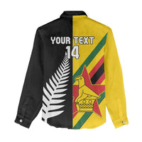 Custom New Zealand and Zimbabwe Women Casual Shirt NZ Fern Zim Flag Half Style LT14 - Polynesian Pride