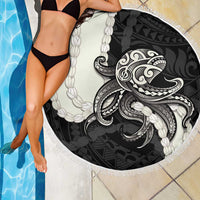Black Polynesia Tribal Octopus Tattoo Beach Blanket Pikake Lei Polynesian Pattern