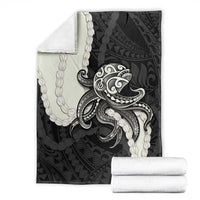 Black Polynesia Tribal Octopus Tattoo Blanket Pikake Lei Polynesian Pattern