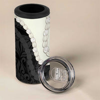 Black Polynesia Tribal Octopus Tattoo 4 in 1 Can Cooler Tumbler Pikake Lei Polynesian Pattern
