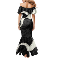 Black Polynesia Tribal Octopus Tattoo Mermaid Dress Pikake Lei Polynesian Pattern