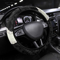 Black Polynesia Tribal Octopus Tattoo Steering Wheel Cover Pikake Lei Polynesian Pattern