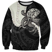 Black Polynesia Tribal Octopus Tattoo Sweatshirt Pikake Lei Polynesian Pattern