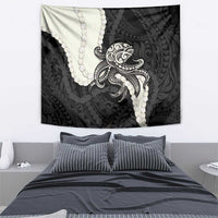 Black Polynesia Tribal Octopus Tattoo Tapestry Pikake Lei Polynesian Pattern