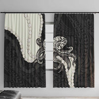 Black Polynesia Tribal Octopus Tattoo Window Curtain Pikake Lei Polynesian Pattern