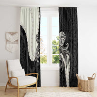 Black Polynesia Tribal Octopus Tattoo Window Curtain Pikake Lei Polynesian Pattern