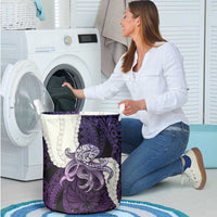 Purple Galaxy Polynesia Tribal Octopus Tattoo Laundry Basket Pikake Lei Polynesian Pattern