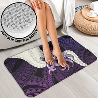 Purple Galaxy Polynesia Tribal Octopus Tattoo Bathroom Set Pikake Lei Polynesian Pattern