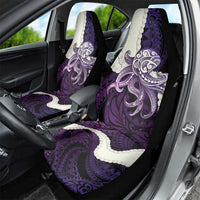Purple Galaxy Polynesia Tribal Octopus Tattoo Car Seat Cover Pikake Lei Polynesian Pattern