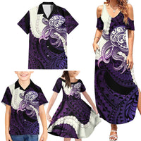 Purple Galaxy Polynesia Tribal Octopus Tattoo Family Matching Summer Maxi Dress and Hawaiian Shirt Pikake Lei Polynesian Pattern LT14 - Polynesian Pride