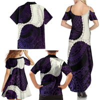 Purple Galaxy Polynesia Tribal Octopus Tattoo Family Matching Summer Maxi Dress and Hawaiian Shirt Pikake Lei Polynesian Pattern LT14 - Polynesian Pride