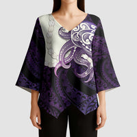 Purple Galaxy Polynesia Tribal Octopus Tattoo Kimono Sleeve Blouse Pikake Lei Polynesian Pattern