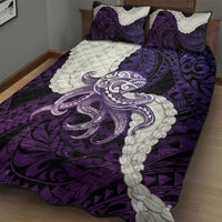 Purple Galaxy Polynesia Tribal Octopus Tattoo Quilt Bed Set Pikake Lei Polynesian Pattern