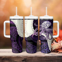Purple Galaxy Polynesia Tribal Octopus Tattoo Tumbler With Handle Pikake Lei Polynesian Pattern