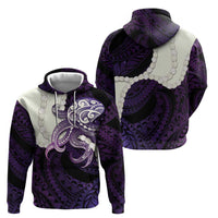 Purple Galaxy Polynesia Tribal Octopus Tattoo Zip Hoodie Pikake Lei Polynesian Pattern